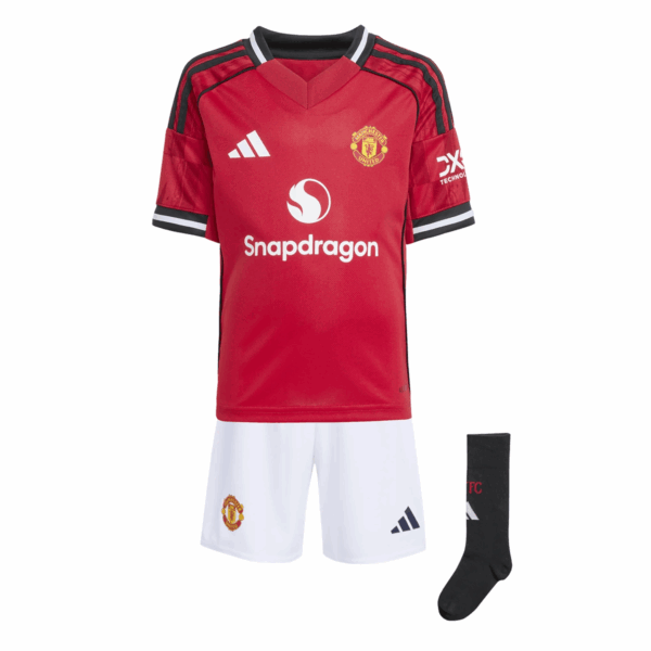 Completo Calcio Manchester United CF Bambino Prima Divisa 2025 2026 – Manica Corta
